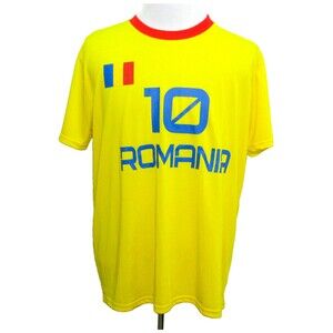 Romania Soccer Jersey Size XL Yellow #10 Hagi Short Sleeve Shirt National Team